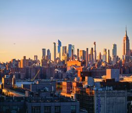 Orange and blue contrast in this skyline shot of the Big Apple during Golden Hour.
