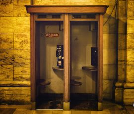 No smoking in the phone booth.