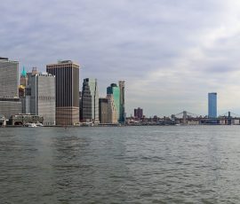 A panoramic view of Manhattan taken from Governors Island.